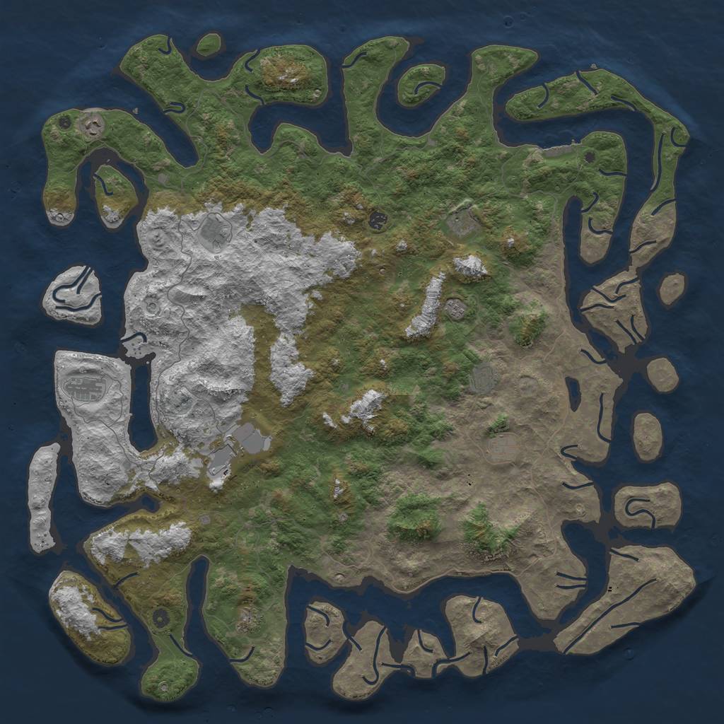 Rust Map: Procedural Map, Size: 6000, Seed: 3786, 14 Monuments