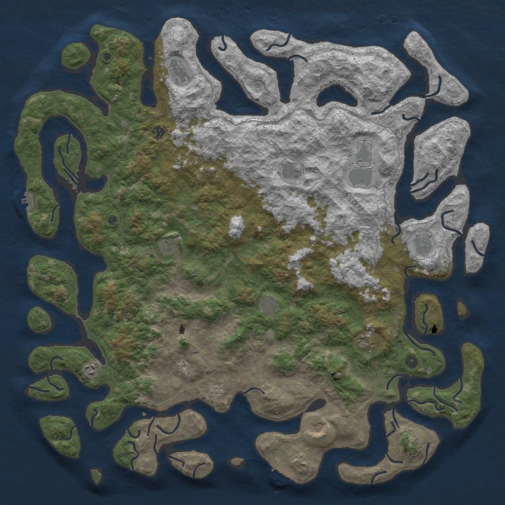 Rust Map: Procedural Map, Size: 6000, Seed: 65766916, 16 Monuments