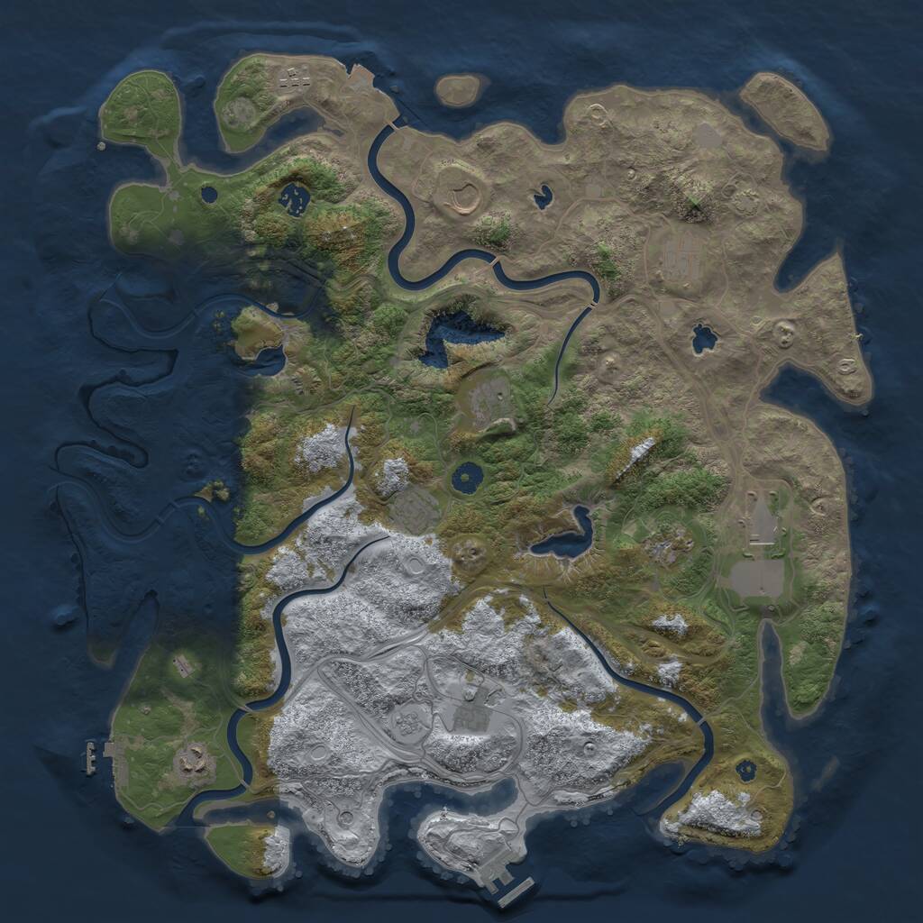 Rust Map: Procedural Map, Size: 4500, Seed: 1238042888, 16 Monuments