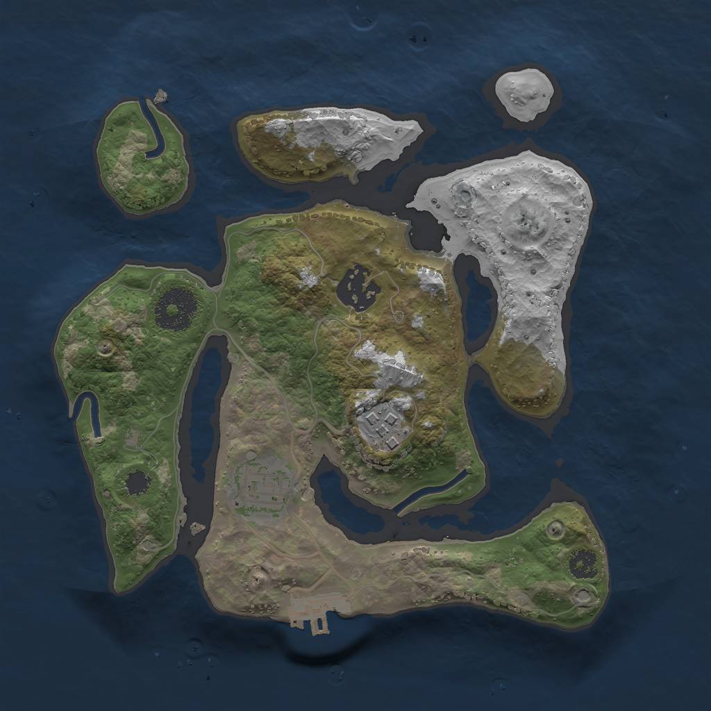 Rust Map: Procedural Map, Size: 2500, Seed: 1144745664, 6 Monuments