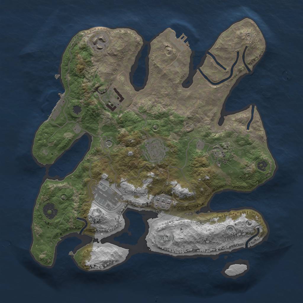 Rust Map: Procedural Map, Size: 3000, Seed: 1414172812, 11 Monuments