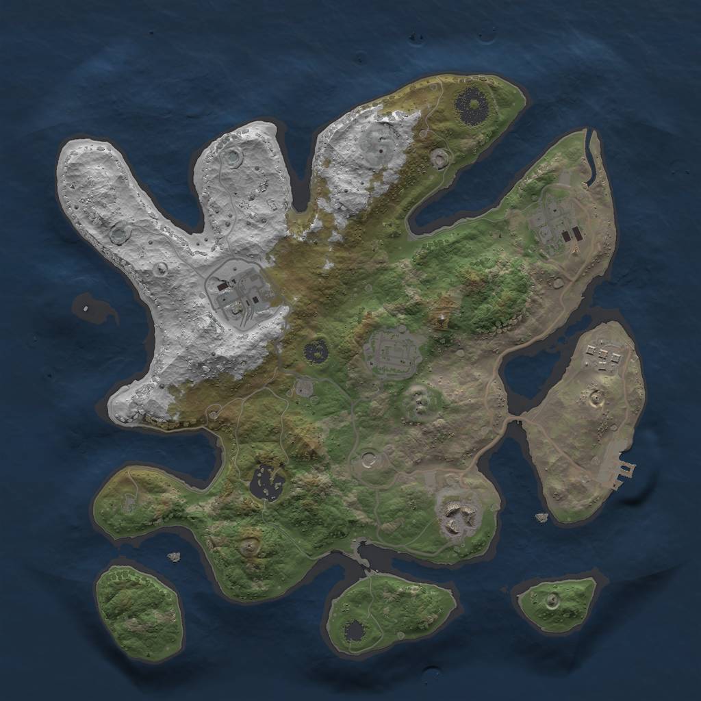 Rust Map: Procedural Map, Size: 3000, Seed: 87707981, 10 Monuments