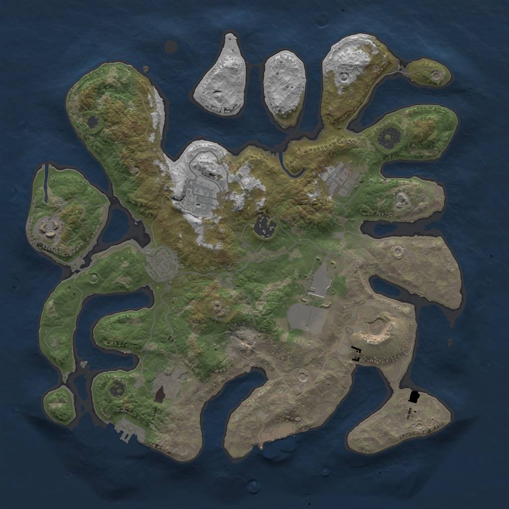 Rust Map: Procedural Map, Size: 3500, Seed: 9859876, 13 Monuments