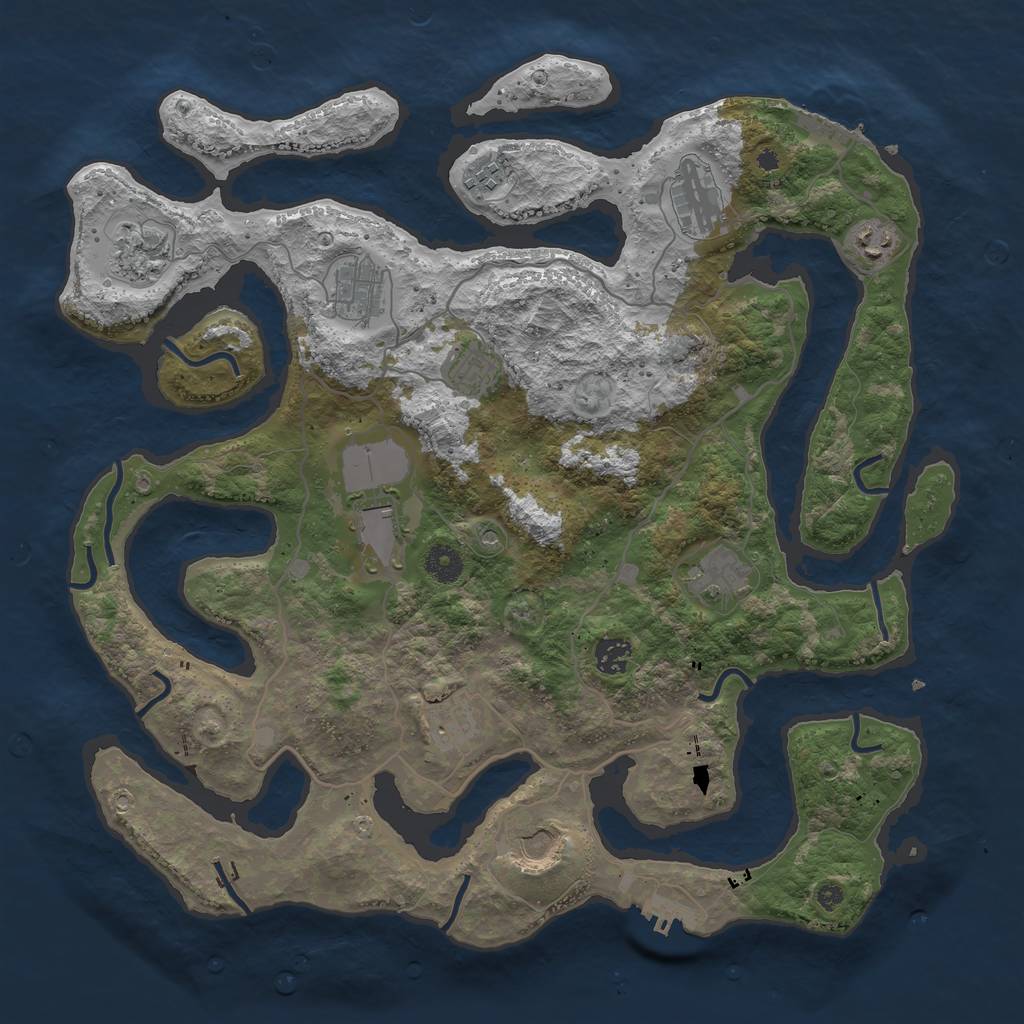 Rust Map: Procedural Map, Size: 4050, Seed: 489671479, 16 Monuments