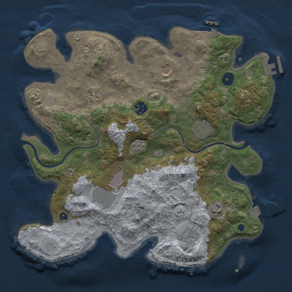 Rust Map: Procedural Map, Size: 3500, Seed: 16284950, 14 Monuments
