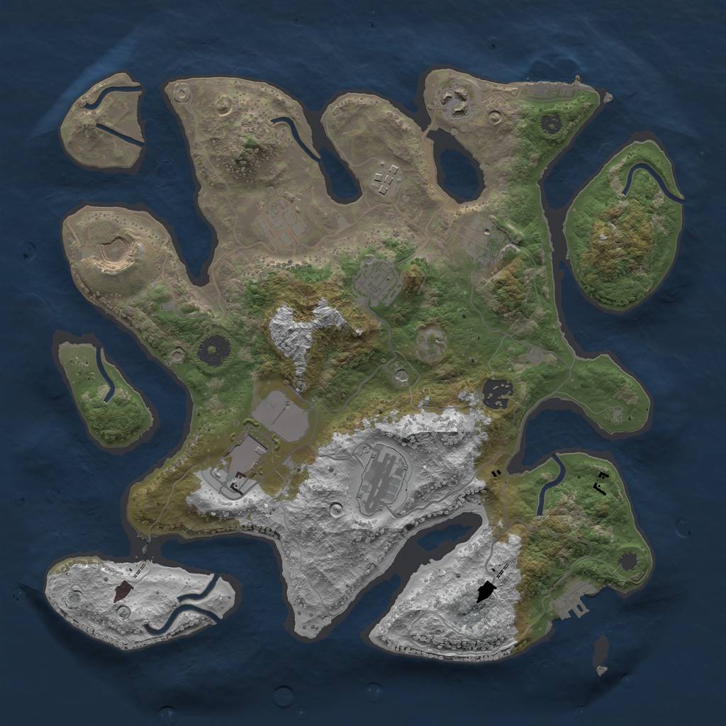 Rust Map: Procedural Map, Size: 3500, Seed: 16284950, 14 Monuments