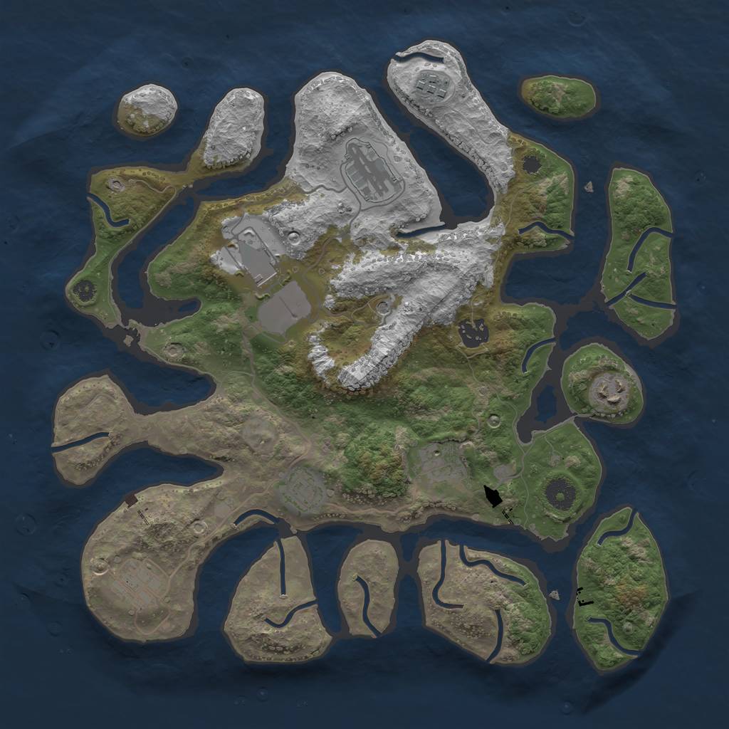 Rust Map: Procedural Map, Size: 3600, Seed: 51316351, 11 Monuments