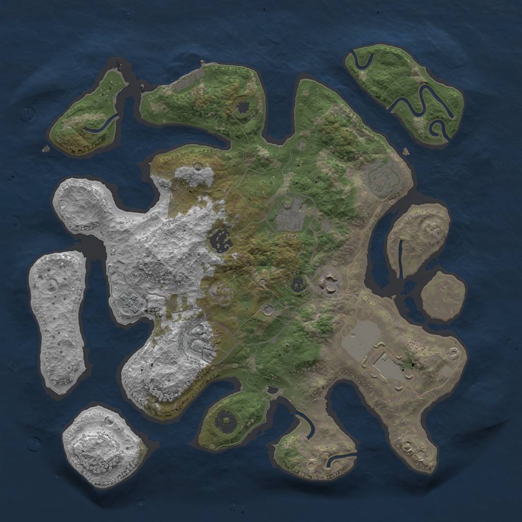 Rust Map: Procedural Map, Size: 3500, Seed: 6106841, 11 Monuments