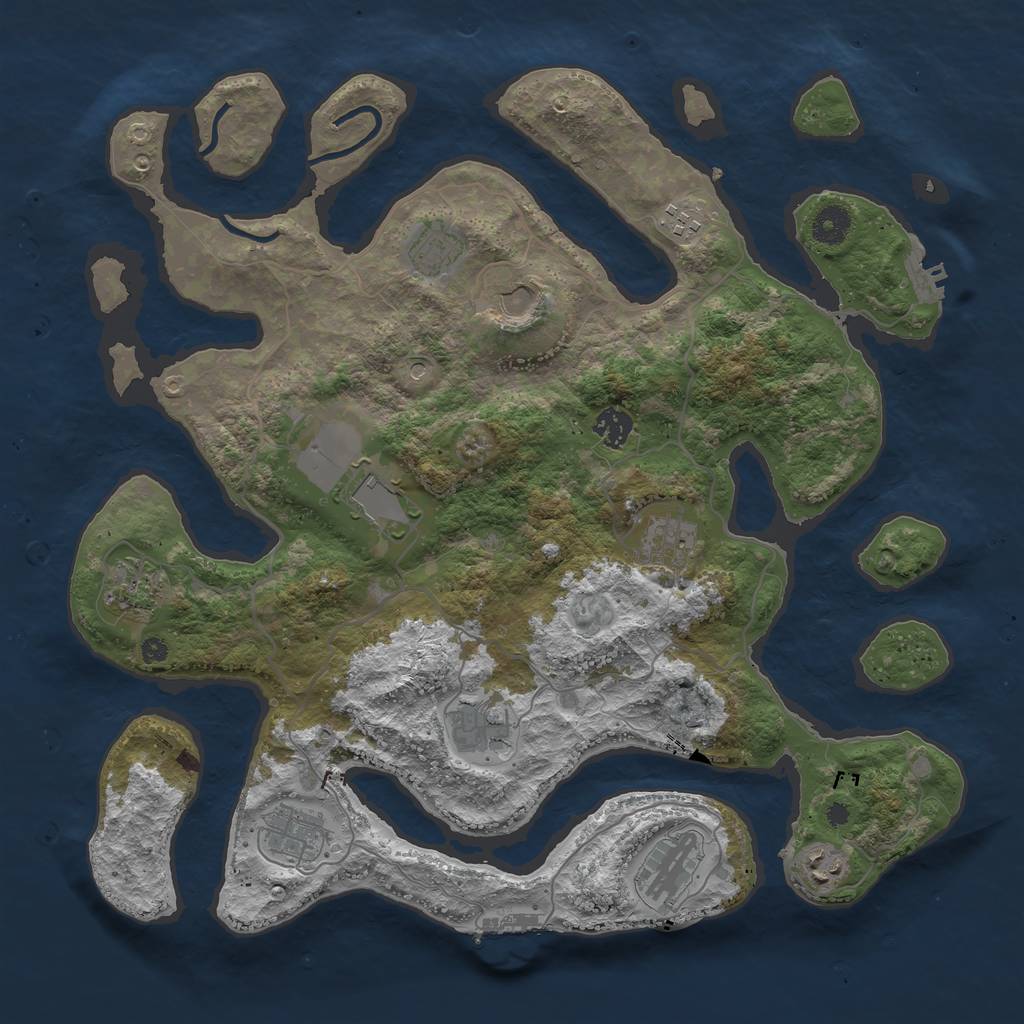 Rust Map: Procedural Map, Size: 4000, Seed: 174992610, 16 Monuments