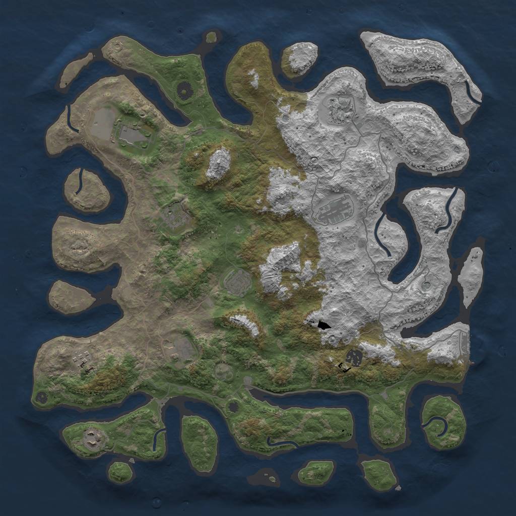 Rust Map: Procedural Map, Size: 4500, Seed: 3549684, 13 Monuments