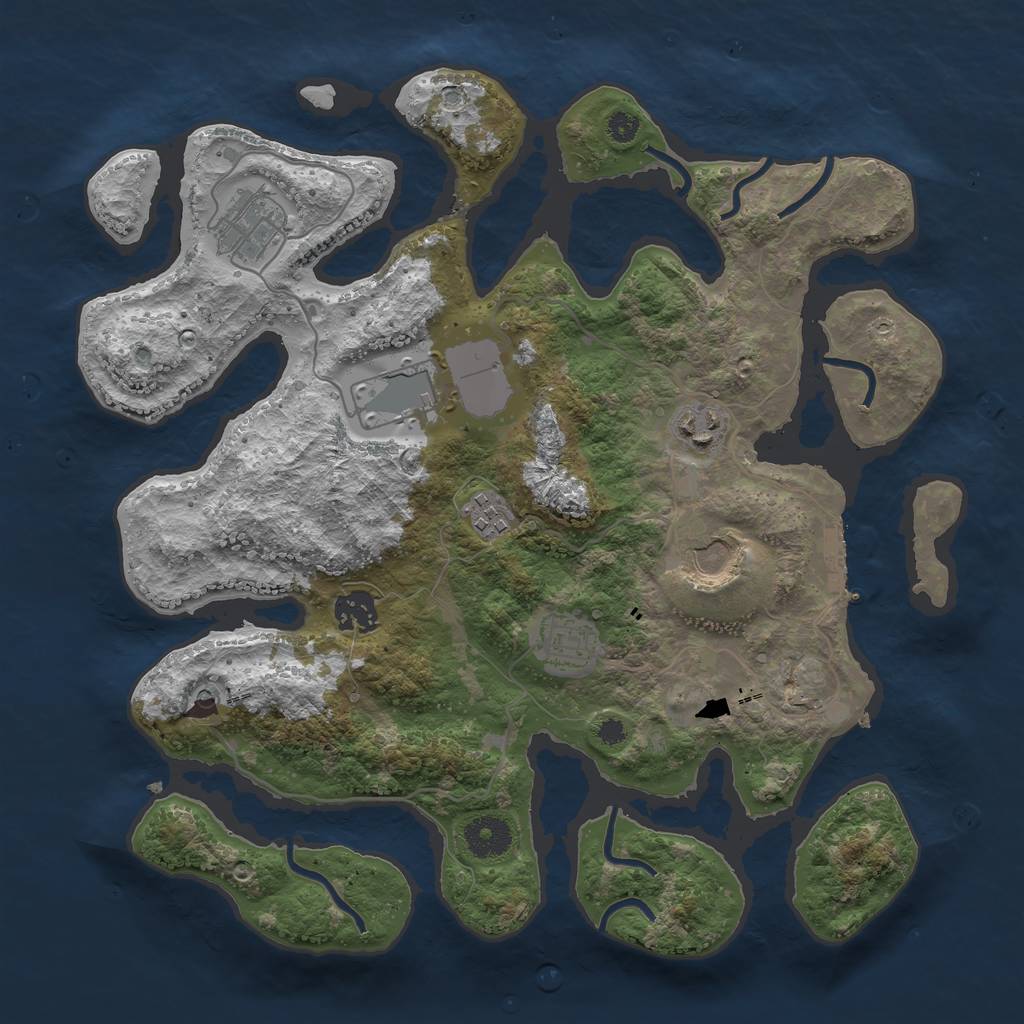 Rust Map: Procedural Map, Size: 3500, Seed: 258162885, 11 Monuments