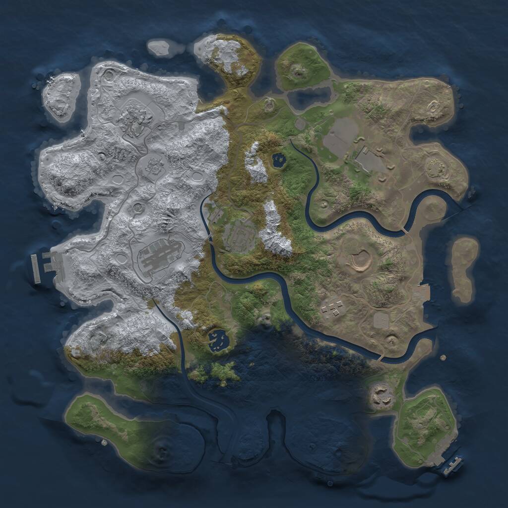 Rust Map: Procedural Map, Size: 3500, Seed: 258162885, 14 Monuments