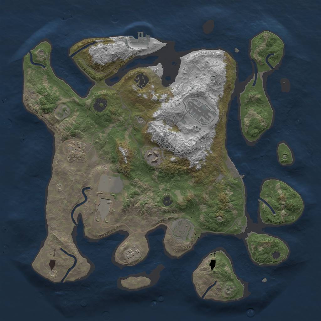 Rust Map: Procedural Map, Size: 3500, Seed: 9173501, 12 Monuments