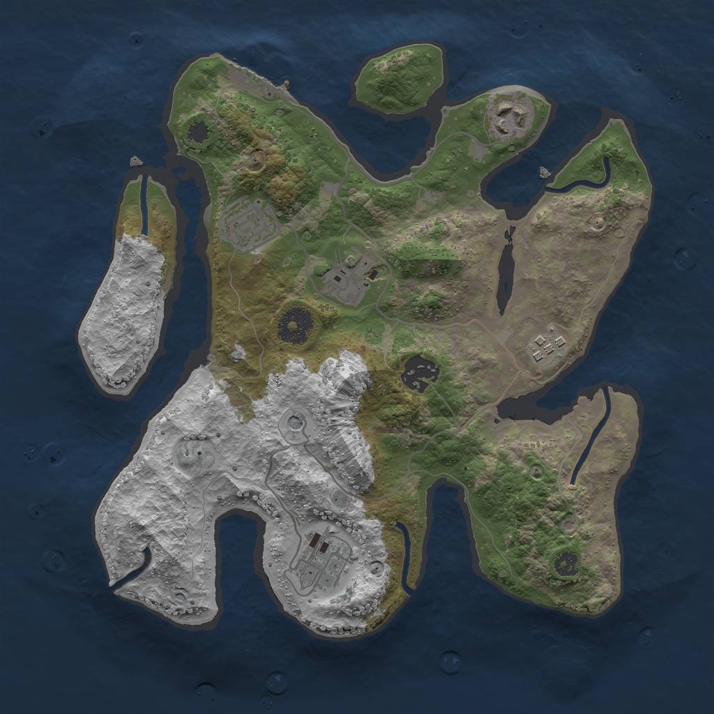 Rust Map: Procedural Map, Size: 3000, Seed: 12098, 10 Monuments