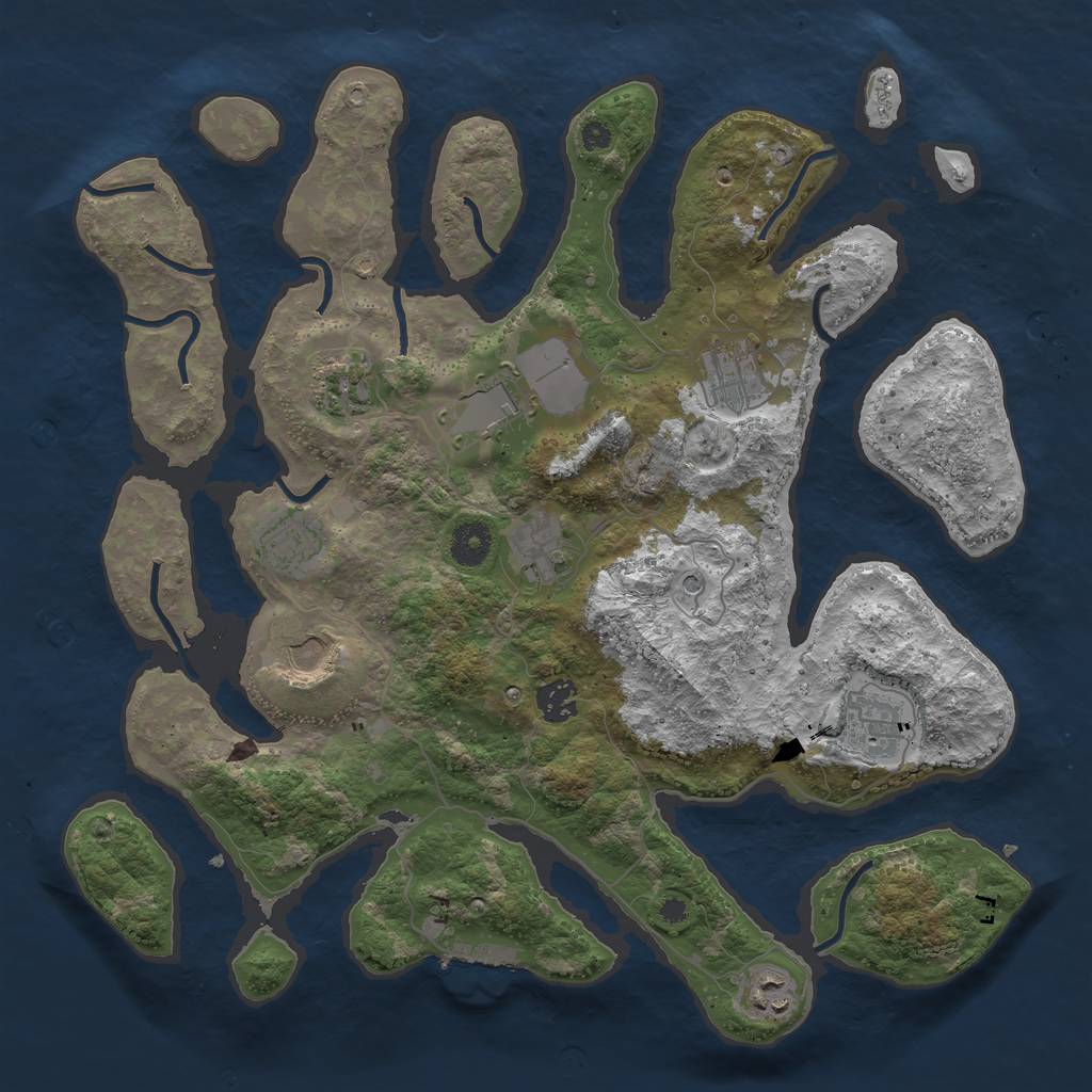 Rust Map: Procedural Map, Size: 3800, Seed: 11243800, 13 Monuments