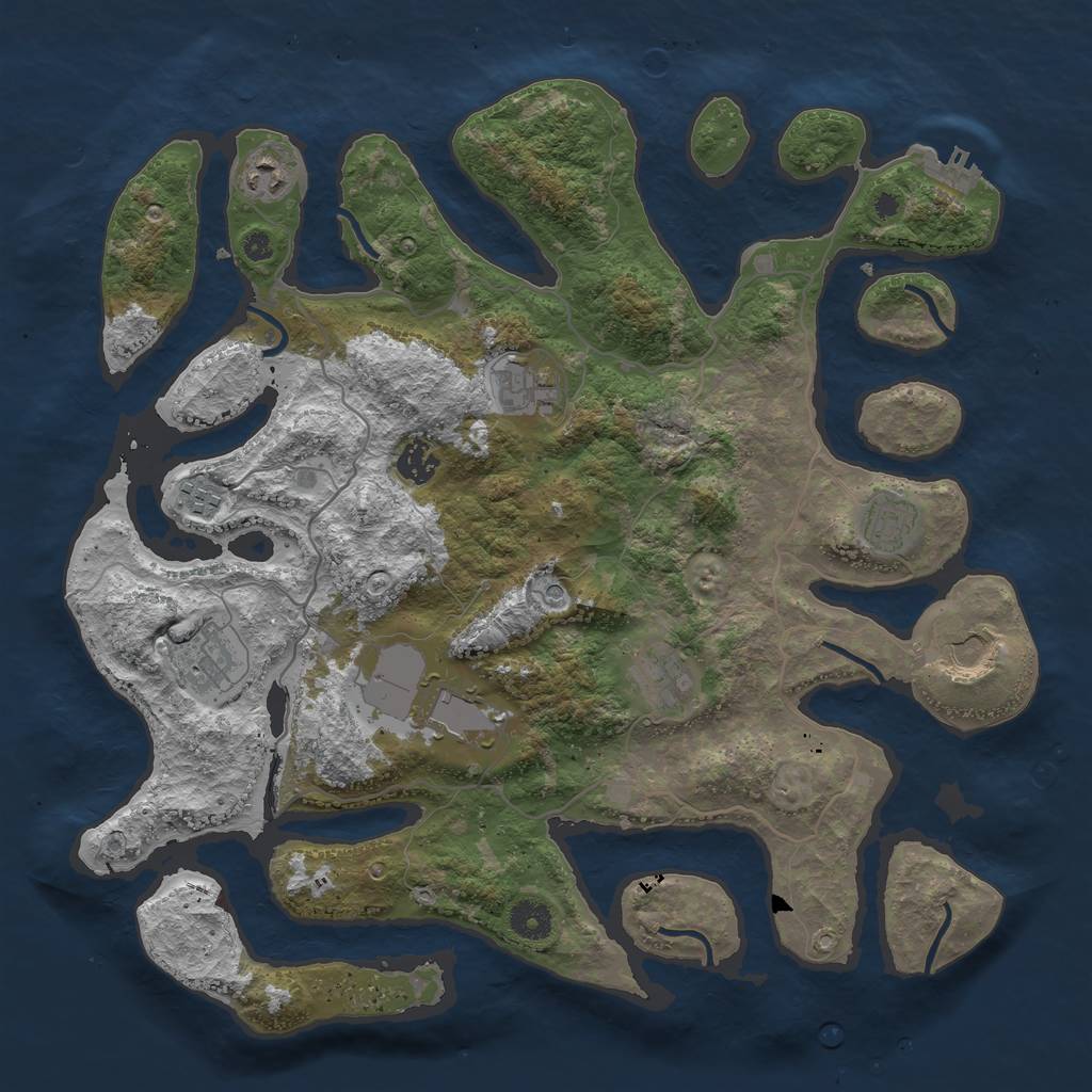 Rust Map: Procedural Map, Size: 4000, Seed: 2045645, 13 Monuments