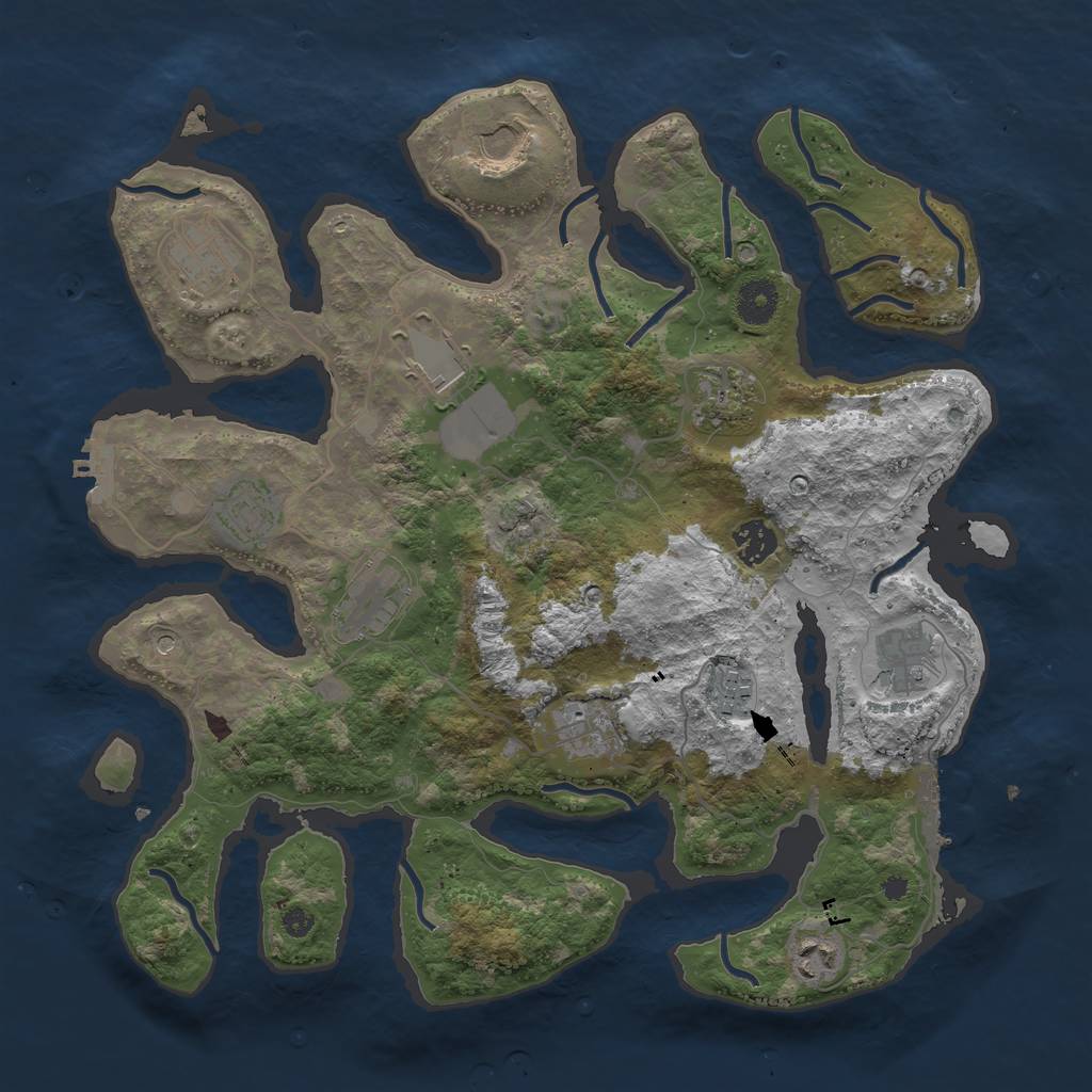 Rust Map: Procedural Map, Size: 3750, Seed: 1207595036, 16 Monuments