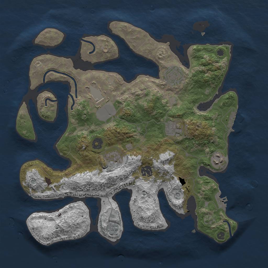 Rust Map: Procedural Map, Size: 3500, Seed: 922434754, 12 Monuments