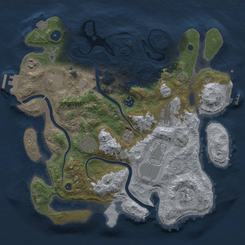 Rust Map: Procedural Map, Size: 3500, Seed: 694336922, 14 Monuments