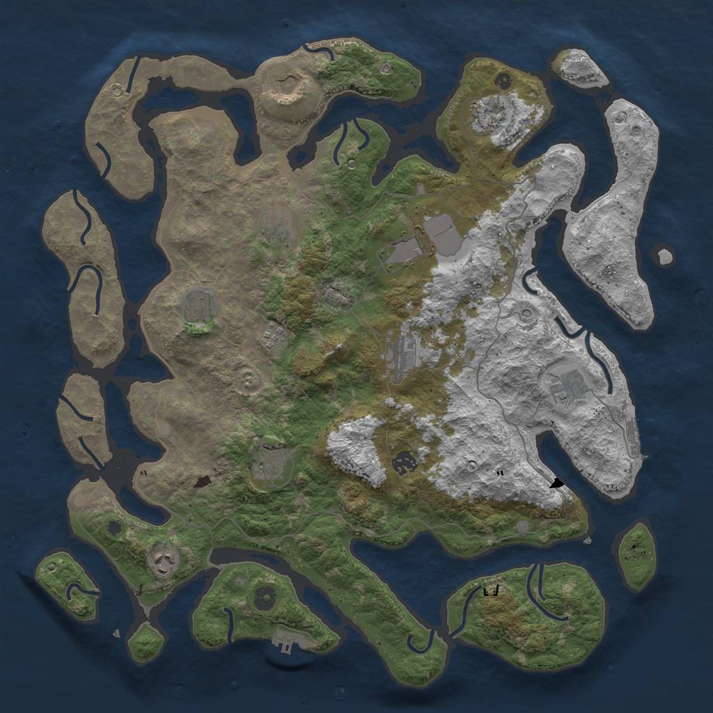 Rust Map: Procedural Map, Size: 4500, Seed: 11243800, 16 Monuments