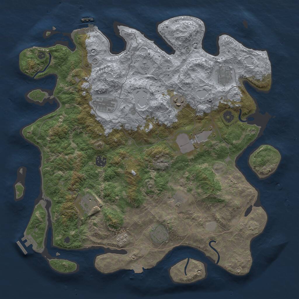 Rust Map: Procedural Map, Size: 4000, Seed: 989841798, 15 Monuments