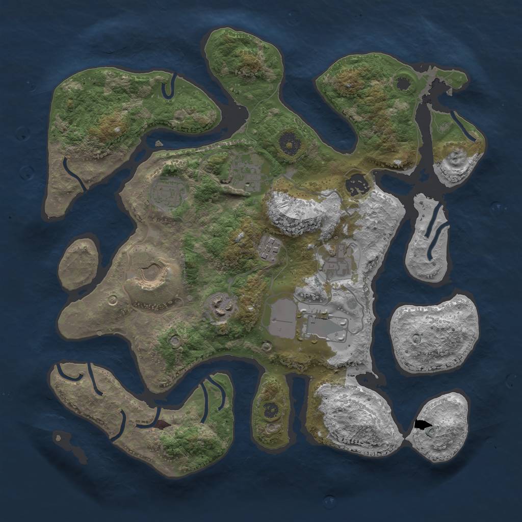 Rust Map: Procedural Map, Size: 3500, Seed: 200564, 10 Monuments