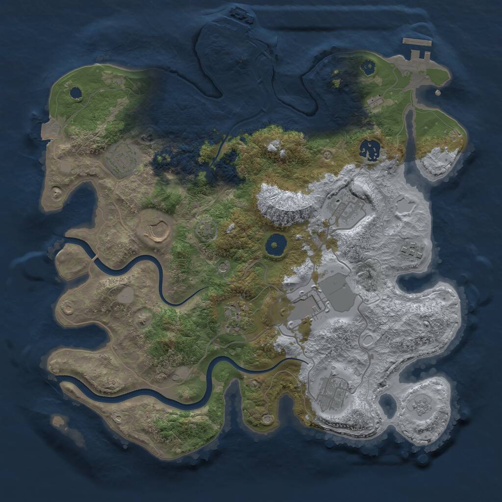Rust Map: Procedural Map, Size: 3500, Seed: 200564, 14 Monuments