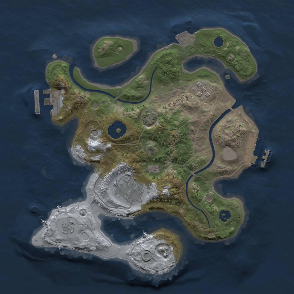 Rust Map: Procedural Map, Size: 2500, Seed: 741577584, 8 Monuments