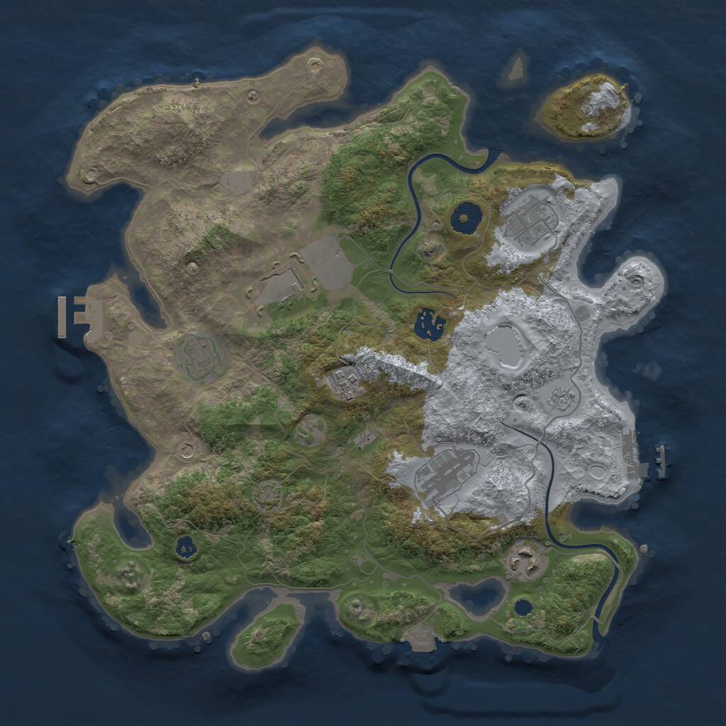Rust Map: Procedural Map, Size: 3500, Seed: 709223306, 13 Monuments