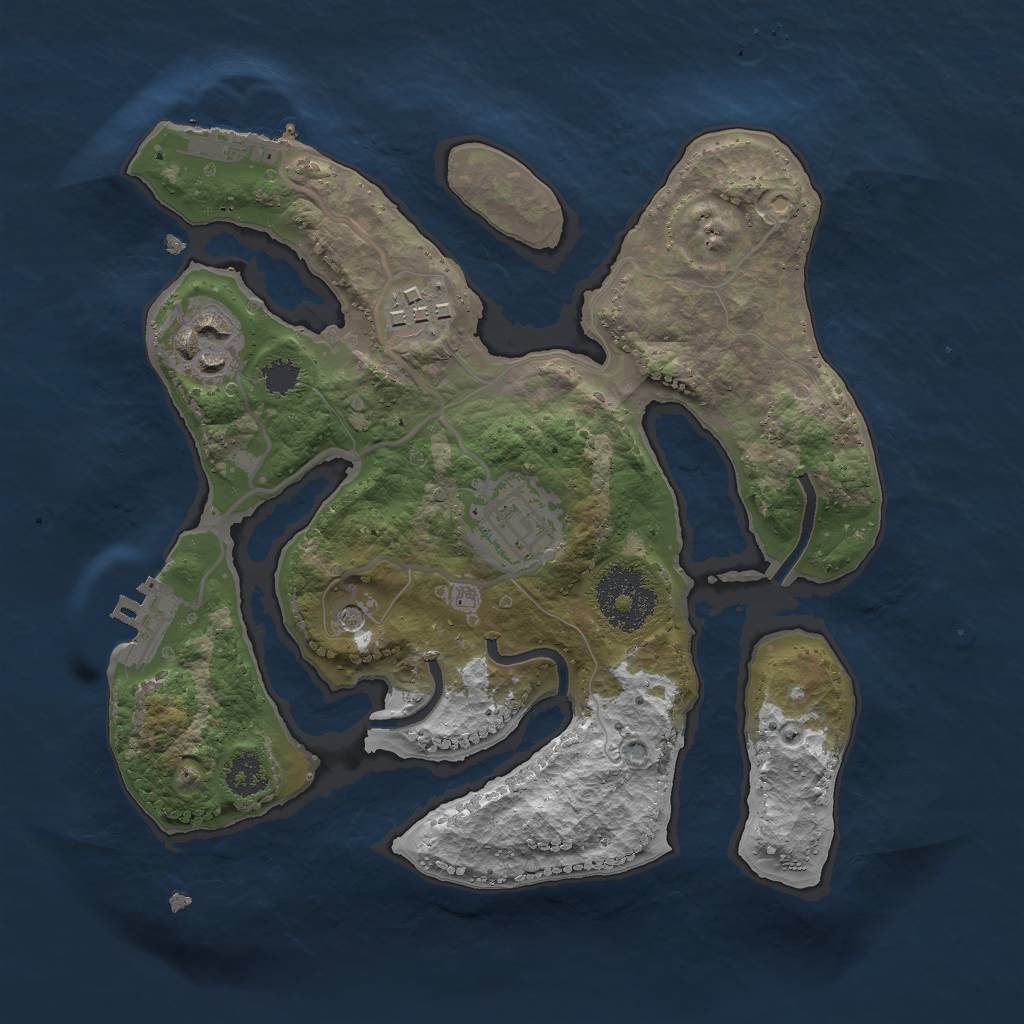 Rust Map: Procedural Map, Size: 2500, Seed: 659541, 8 Monuments