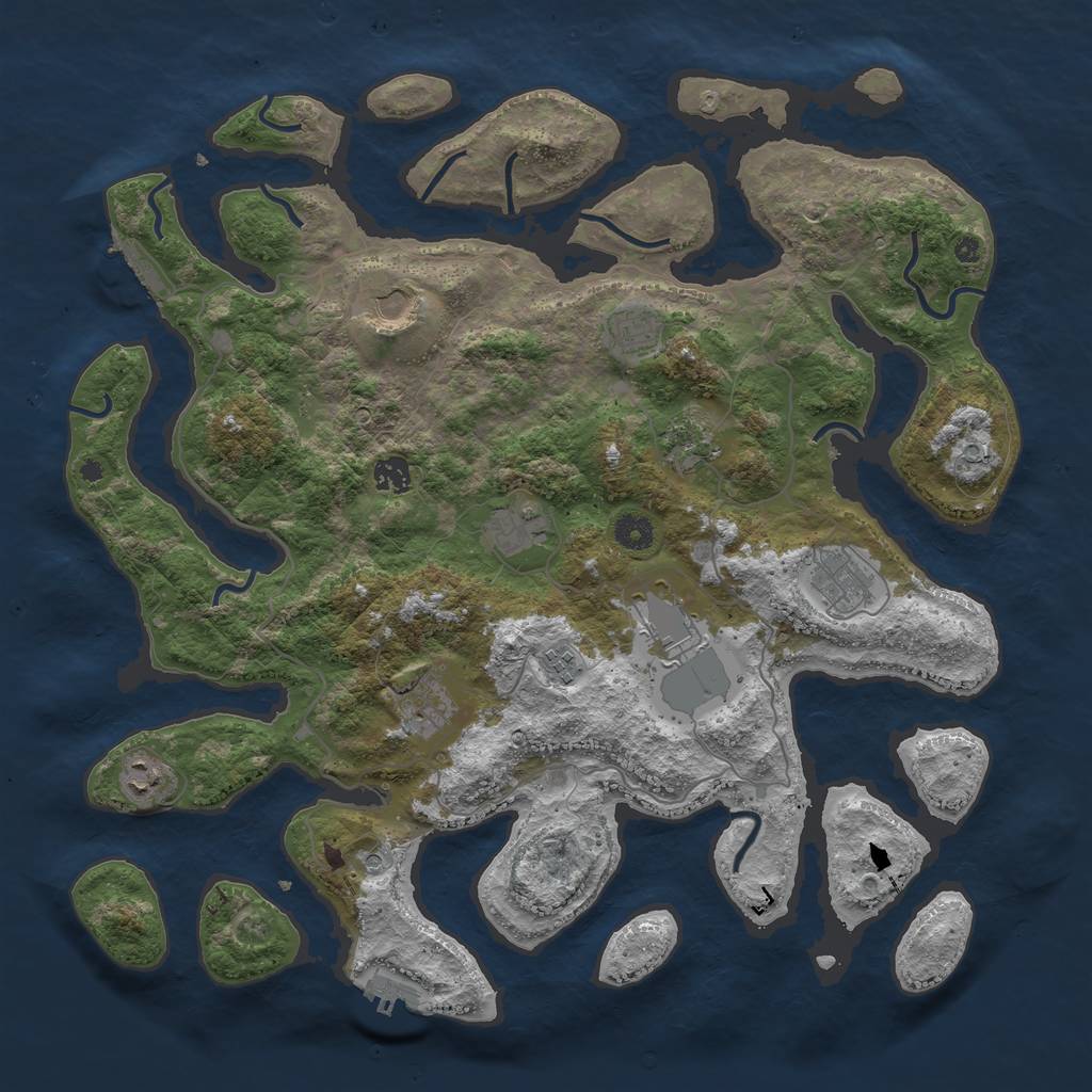 Rust Map: Procedural Map, Size: 4300, Seed: 55147, 15 Monuments