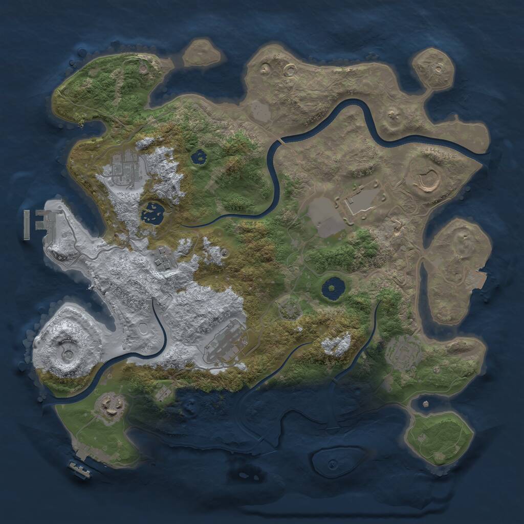 Rust Map: Procedural Map, Size: 3500, Seed: 96384621, 13 Monuments