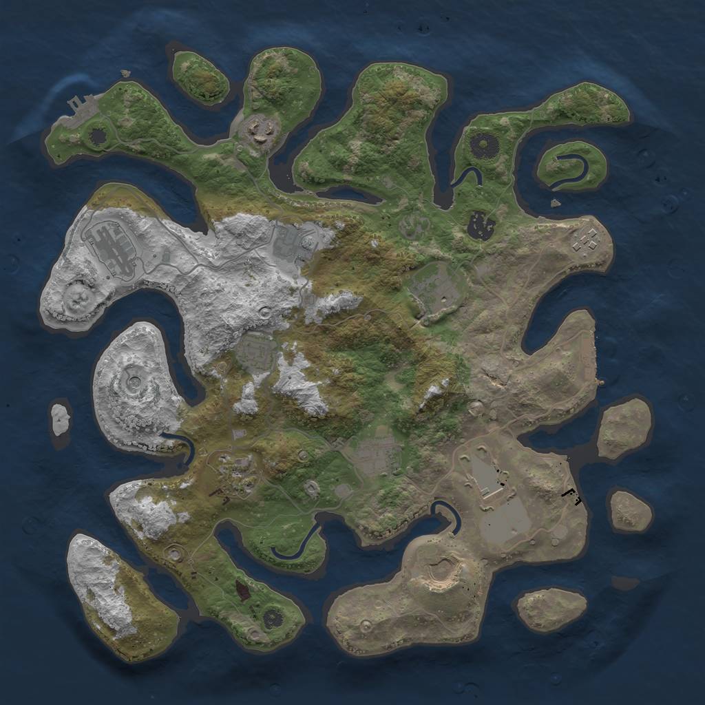 Rust Map: Procedural Map, Size: 3750, Seed: 417408108, 16 Monuments