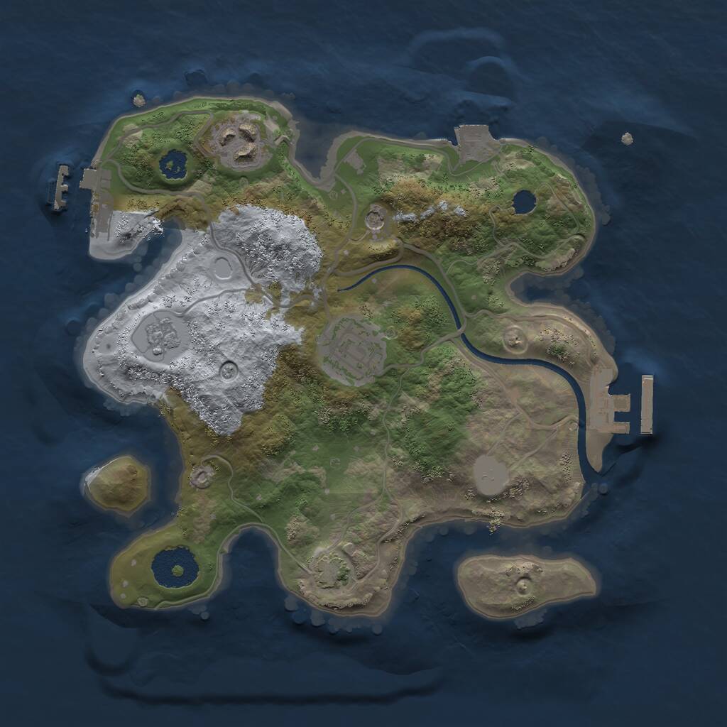 Rust Map: Procedural Map, Size: 2500, Seed: 1097793519, 8 Monuments