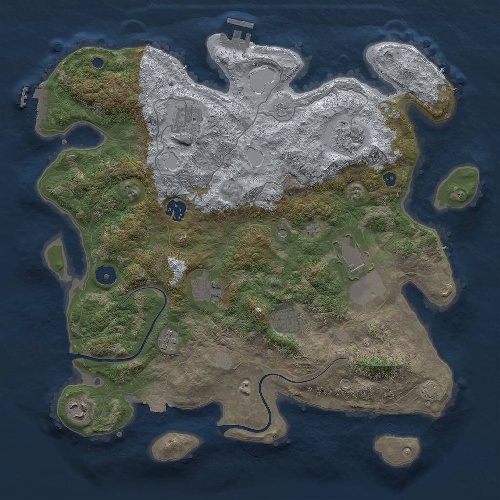 Rust Map: Procedural Map, Size: 3700, Seed: 2113788367, 14 Monuments