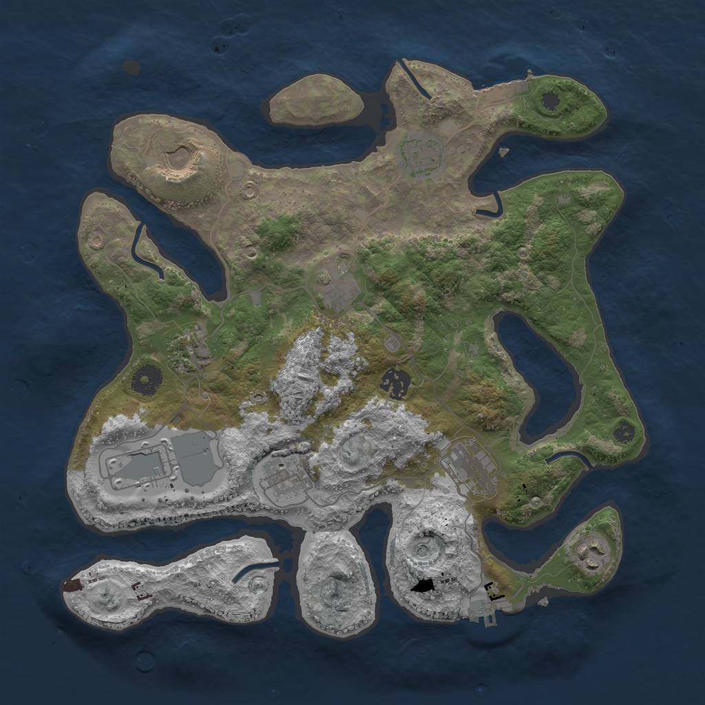 Rust Map: Procedural Map, Size: 3500, Seed: 73529046, 14 Monuments