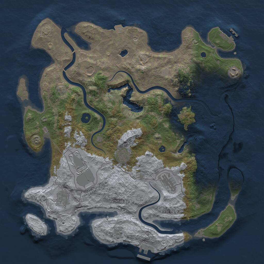 Rust Map: Procedural Map, Size: 4000, Seed: 2304441, 13 Monuments