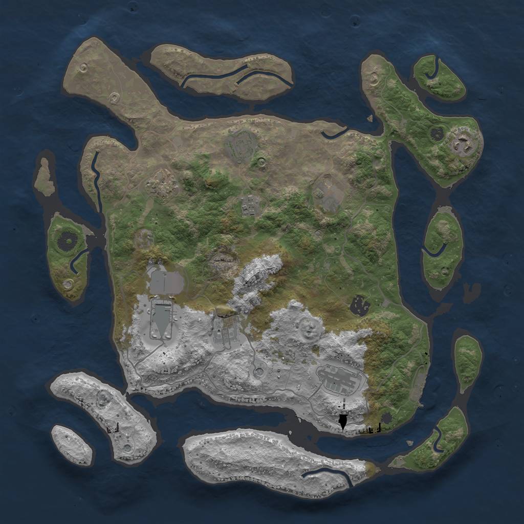 Rust Map: Procedural Map, Size: 4000, Seed: 2304441, 13 Monuments