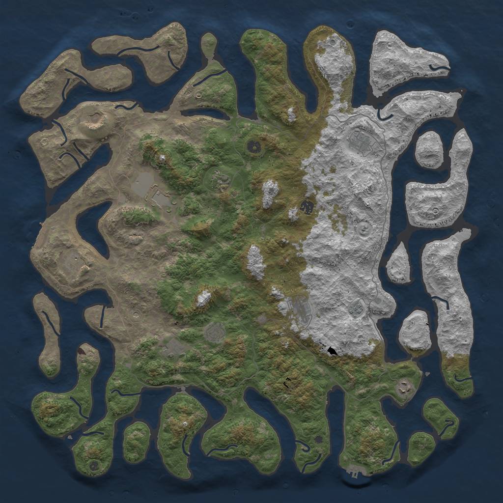 Rust Map: Procedural Map, Size: 5500, Seed: 234543, 16 Monuments