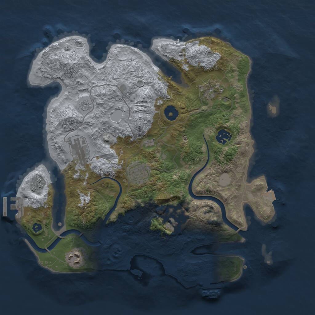 Rust Map: Procedural Map, Size: 3300, Seed: 1034207711, 13 Monuments