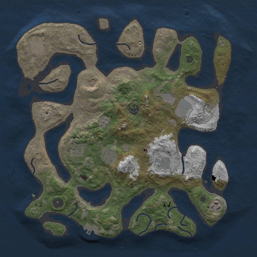 Rust Map: Procedural Map, Size: 3750, Seed: 789261468, 13 Monuments