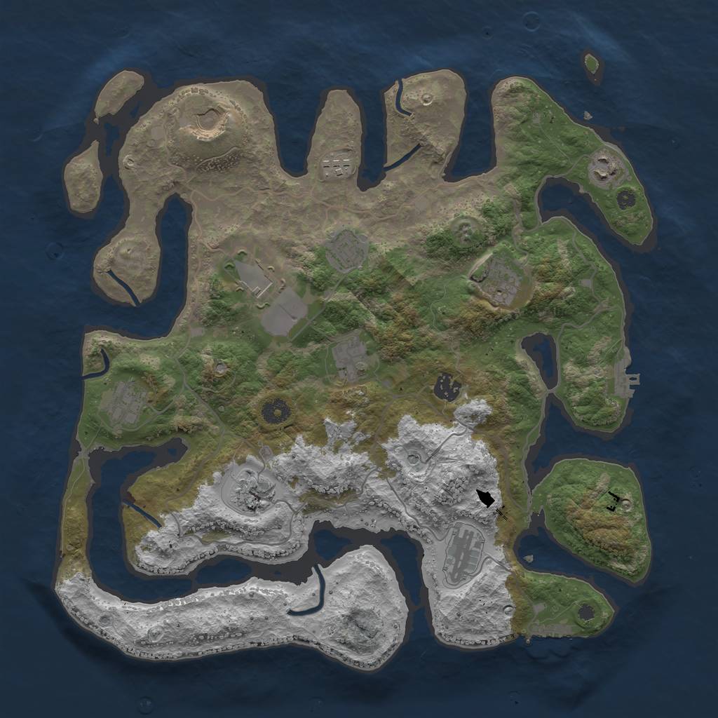 Rust Map: Procedural Map, Size: 4000, Seed: 889357408, 16 Monuments