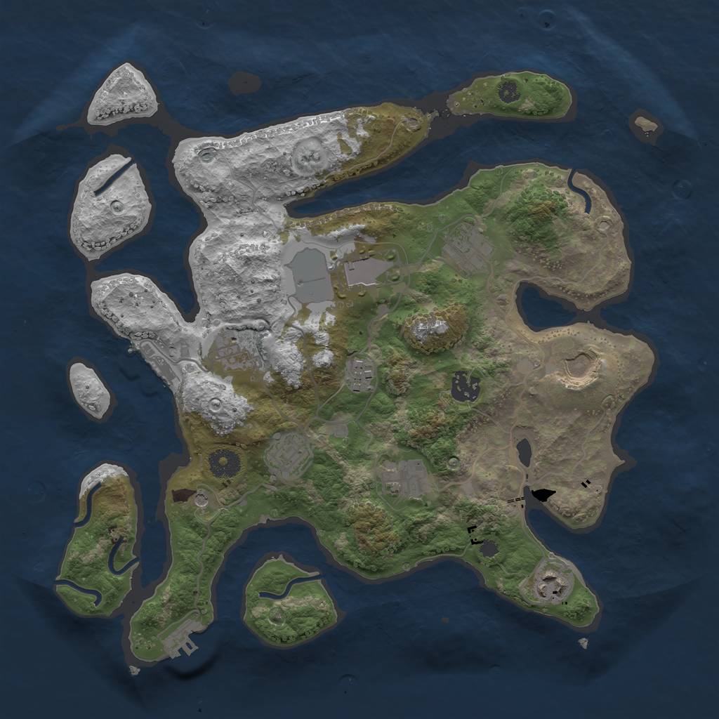 Rust Map: Procedural Map, Size: 3500, Seed: 13482165, 14 Monuments