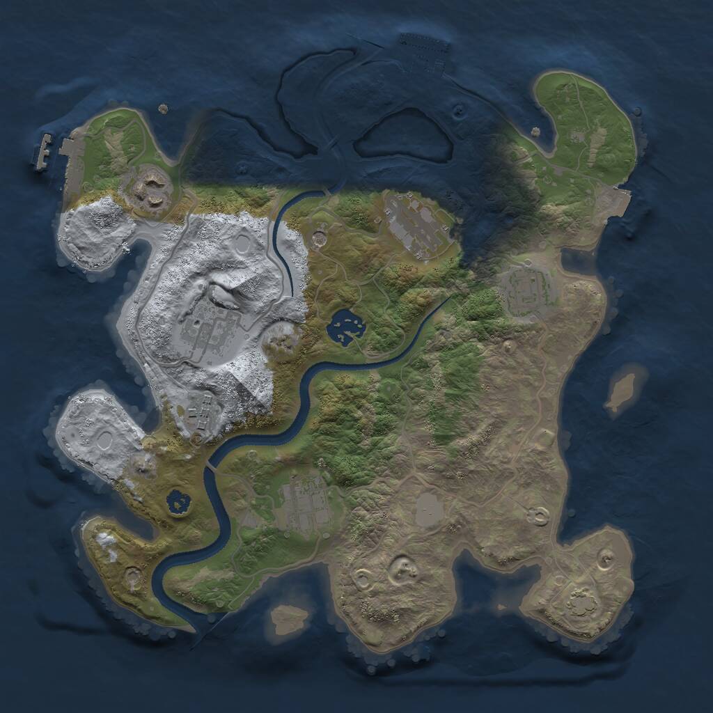 Rust Map: Procedural Map, Size: 3000, Seed: 19573, 12 Monuments