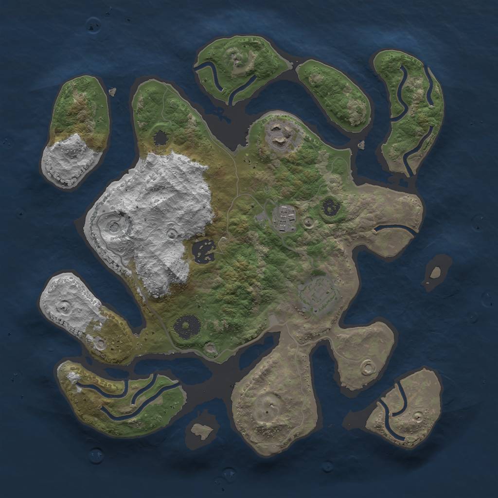 Rust Map: Procedural Map, Size: 3000, Seed: 19573, 7 Monuments
