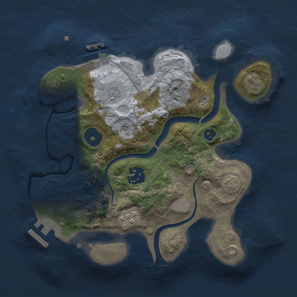 Rust Map: Procedural Map, Size: 2500, Seed: 394996612, 8 Monuments