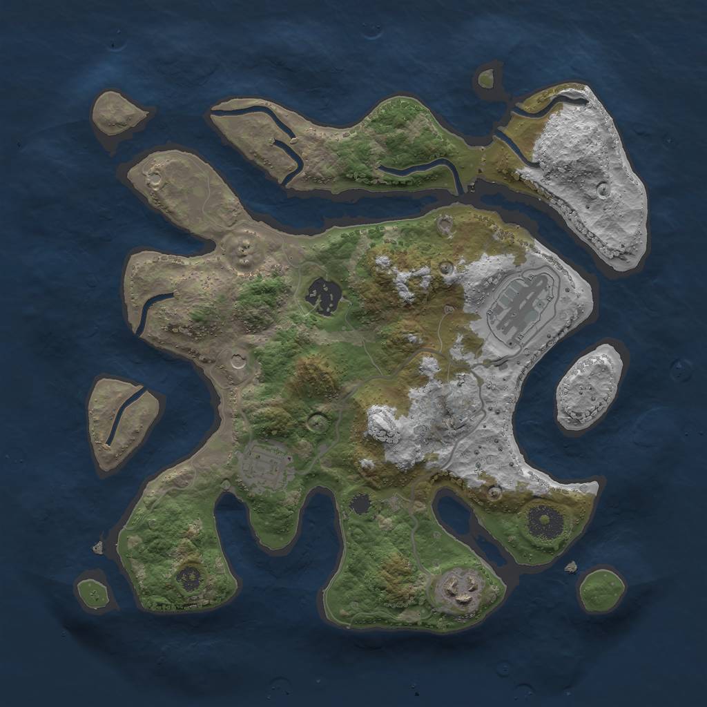 Rust Map: Procedural Map, Size: 3000, Seed: 82743, 7 Monuments