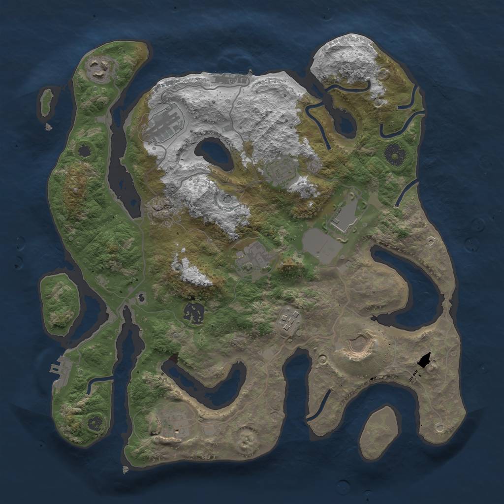 Rust Map: Procedural Map, Size: 3500, Seed: 108652474, 14 Monuments