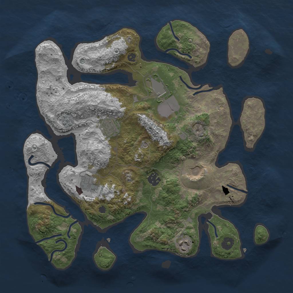 Rust Map: Procedural Map, Size: 3500, Seed: 1253230887, 10 Monuments