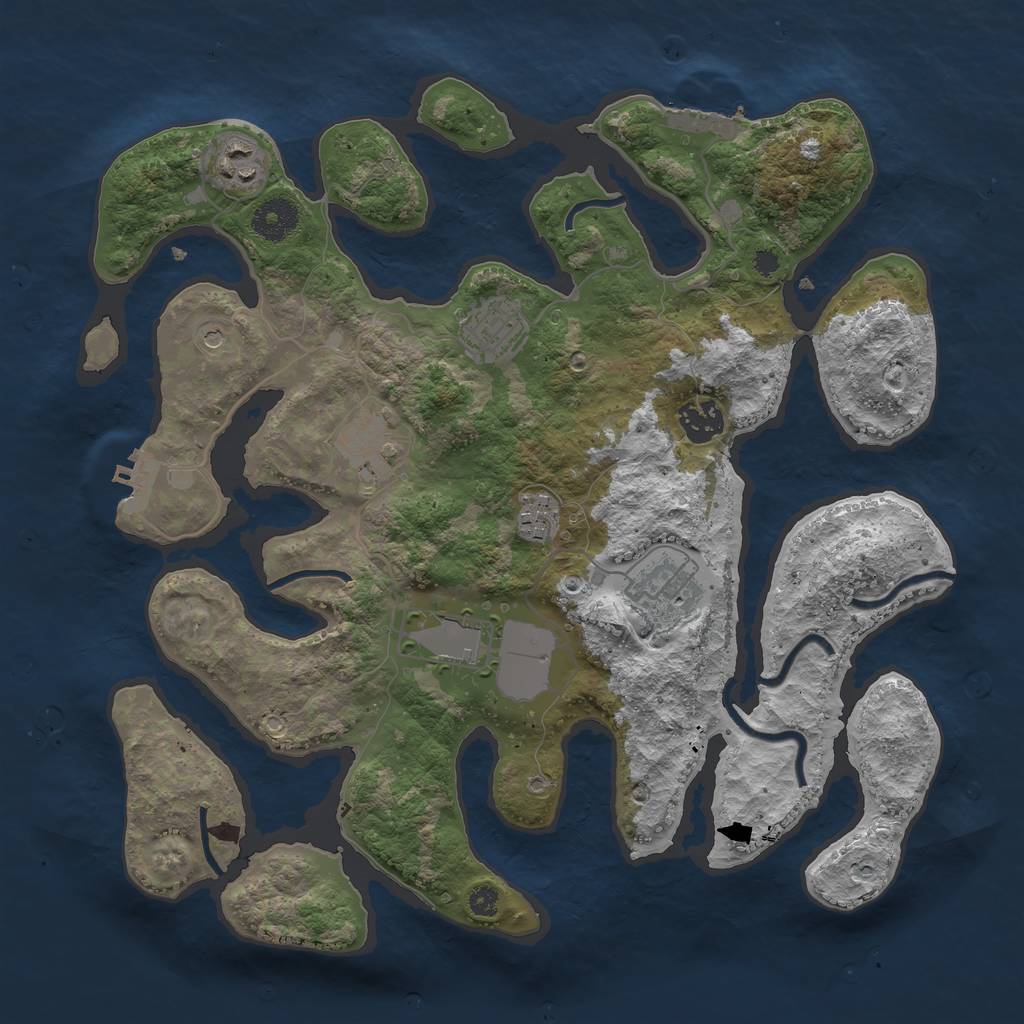 Rust Map: Procedural Map, Size: 3500, Seed: 5367067, 12 Monuments